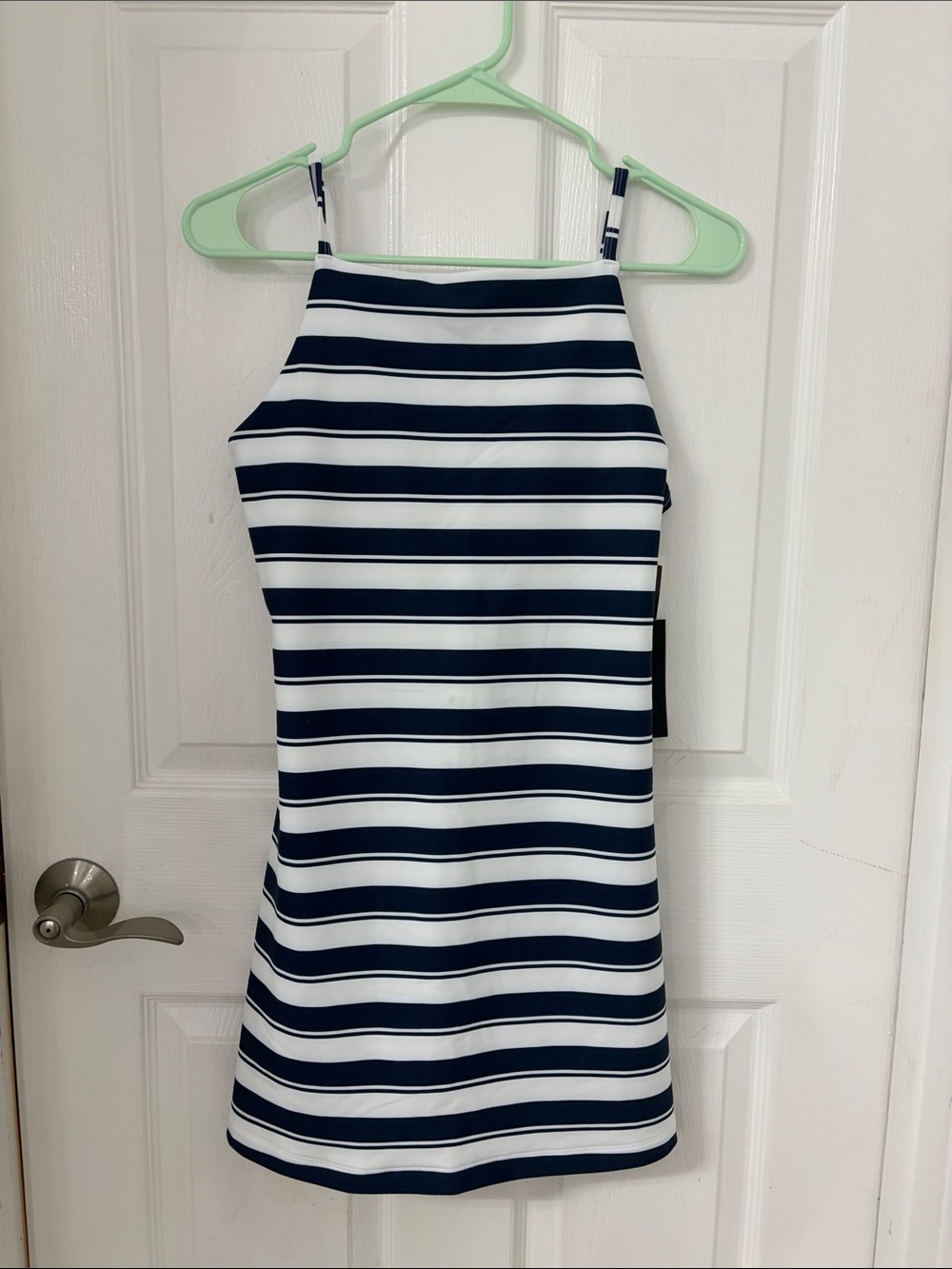 Abercrombie & Fitch Navy and White Striped Halter Mini Dress